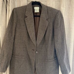 White Stag wool blend Brown Glen Plaid Blazer - Single-Button Sport Coat